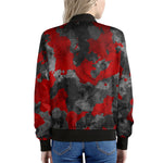 Black And Red Camouflage Print Women's Bomber Jacket