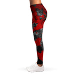 Black And Red Camouflage Print Women's Leggings