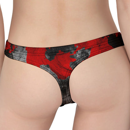 Black And Red Camouflage Print Women's Thong