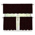 Black And Red Canadian Maple Leaf Print 3 Piece Kitchen Curtains