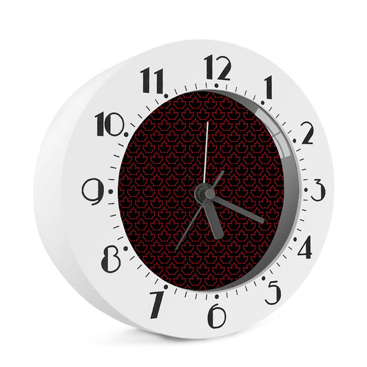 Black And Red Canadian Maple Leaf Print Alarm Clock