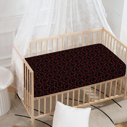 Black And Red Canadian Maple Leaf Print Baby Crib Sheet