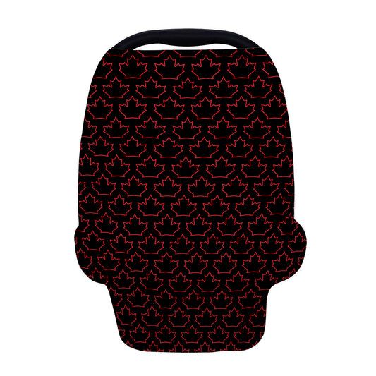 Black And Red Canadian Maple Leaf Print Baby Seat Cover