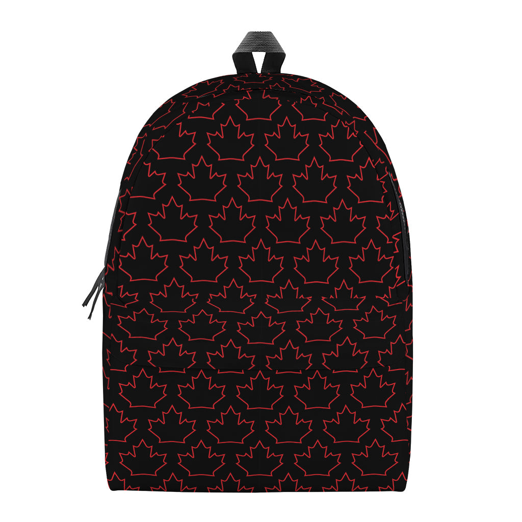 Black And Red Canadian Maple Leaf Print Backpack