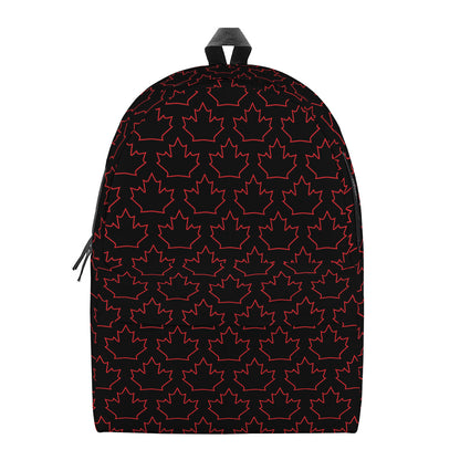 Black And Red Canadian Maple Leaf Print Backpack