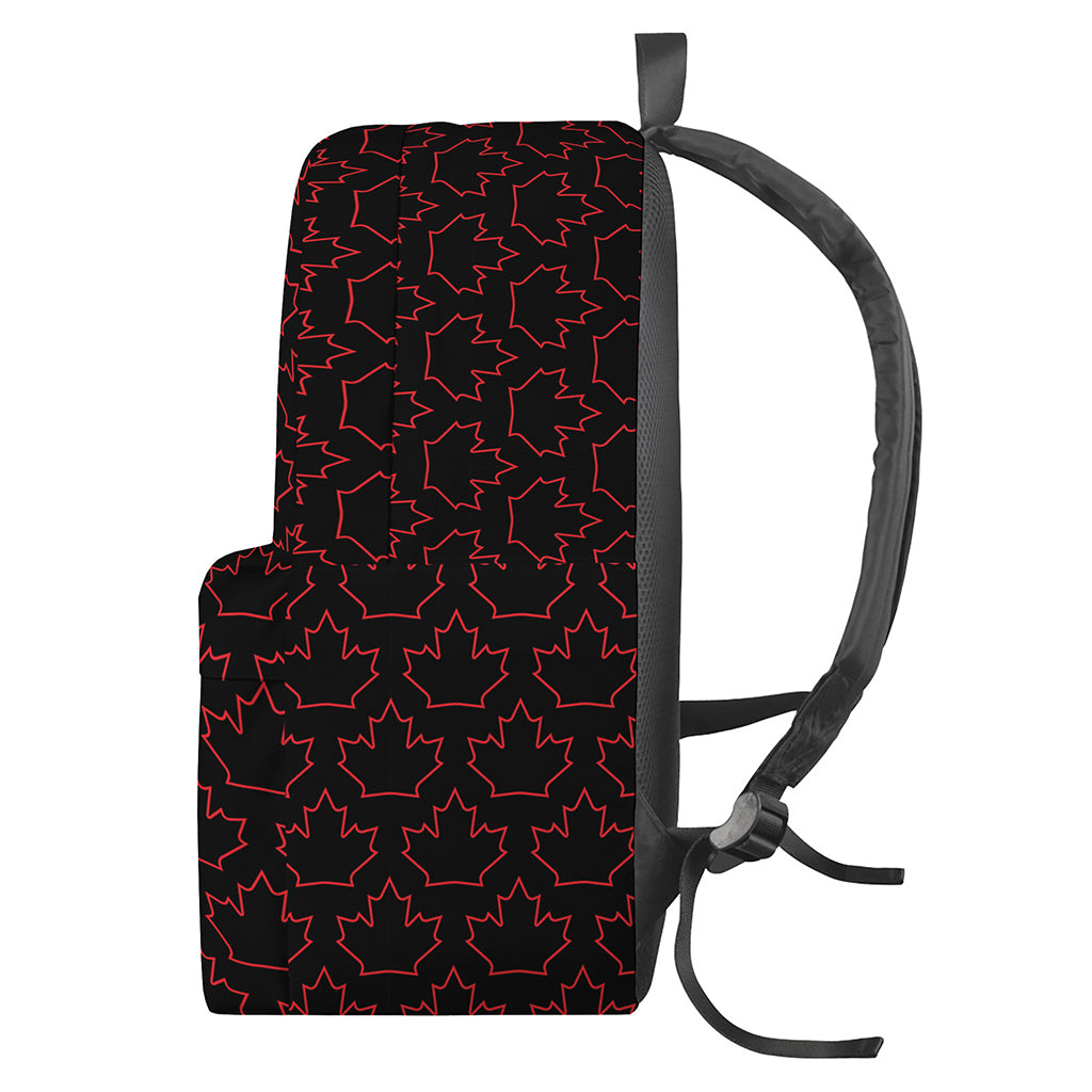 Black And Red Canadian Maple Leaf Print Backpack
