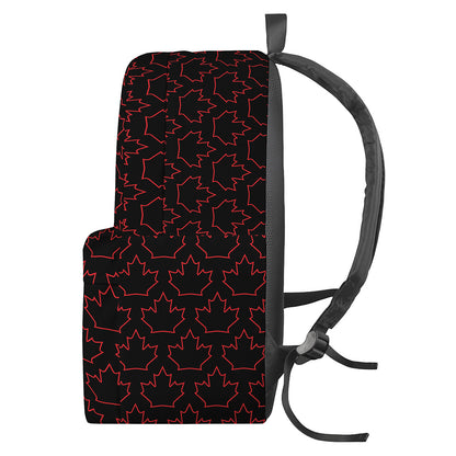 Black And Red Canadian Maple Leaf Print Backpack