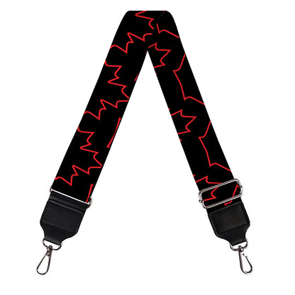 Black And Red Canadian Maple Leaf Print Bag Strap