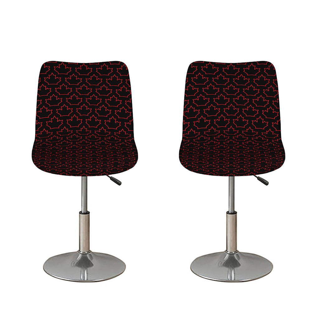 Black And Red Canadian Maple Leaf Print Bar Stool Covers