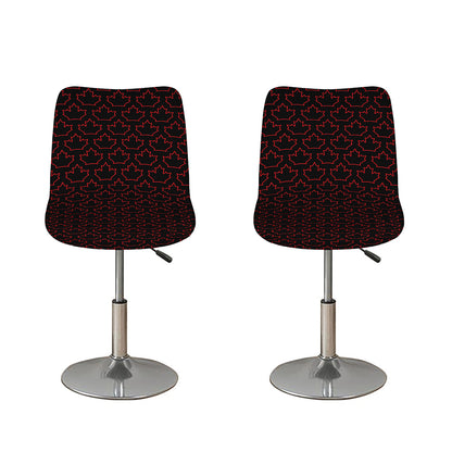 Black And Red Canadian Maple Leaf Print Bar Stool Covers