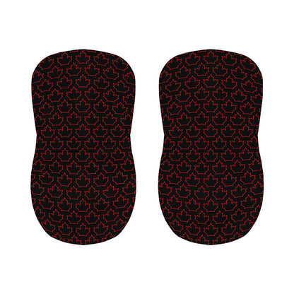 Black And Red Canadian Maple Leaf Print Bar Stool Covers
