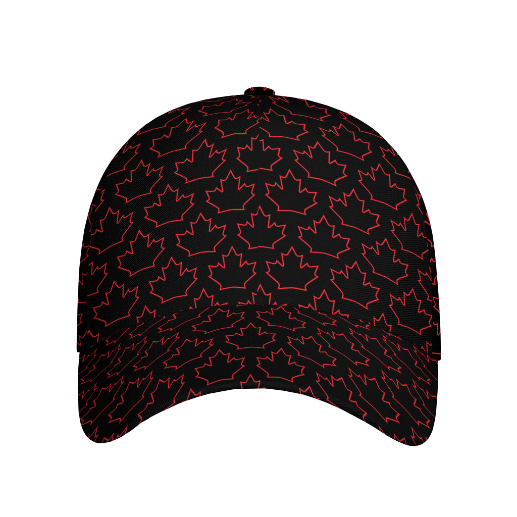 Black And Red Canadian Maple Leaf Print Baseball Cap