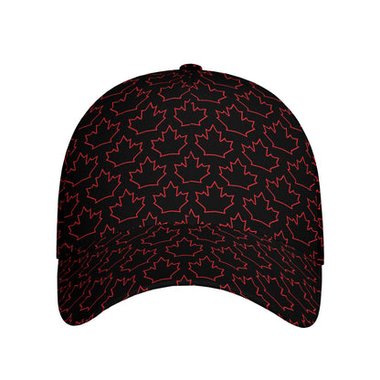 Black And Red Canadian Maple Leaf Print Baseball Cap