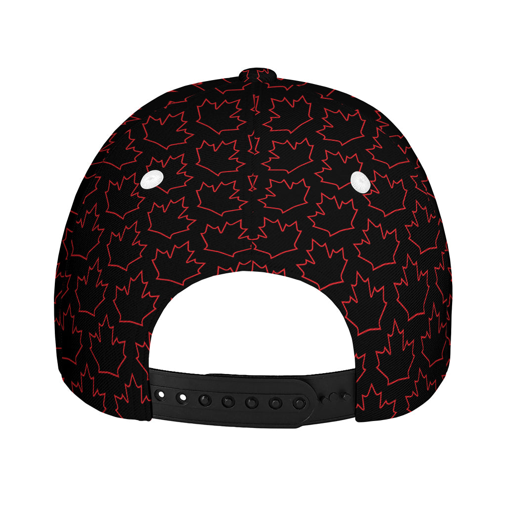 Black And Red Canadian Maple Leaf Print Baseball Cap