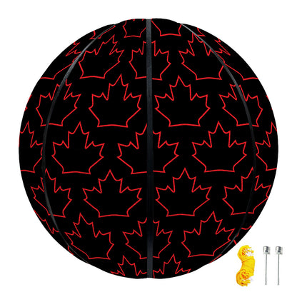 Black And Red Canadian Maple Leaf Print Basketball