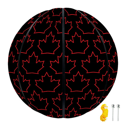 Black And Red Canadian Maple Leaf Print Basketball