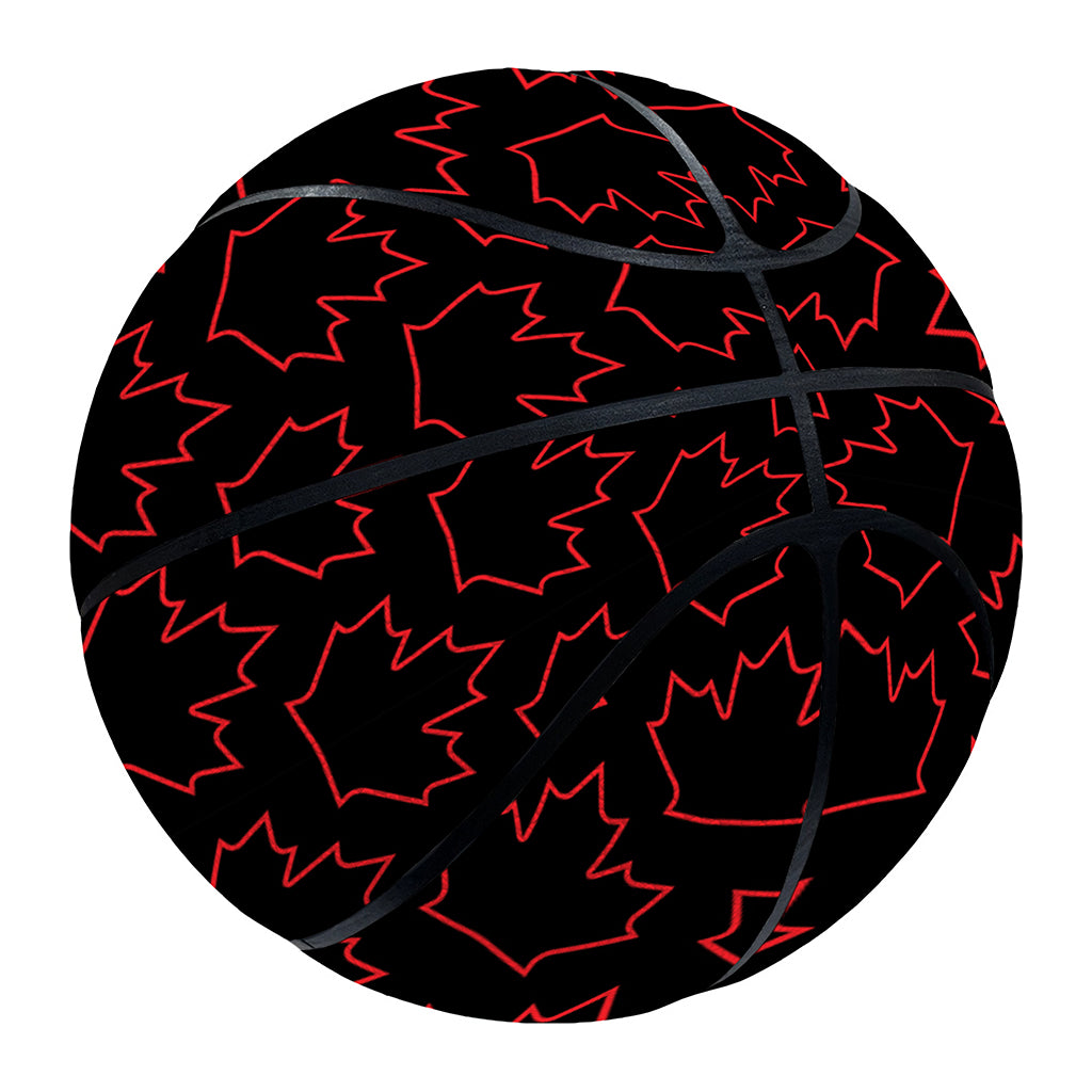 Black And Red Canadian Maple Leaf Print Basketball