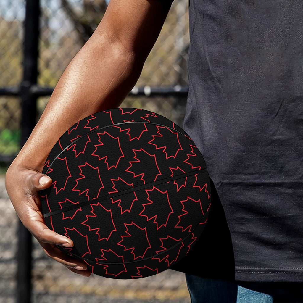 Black And Red Canadian Maple Leaf Print Basketball