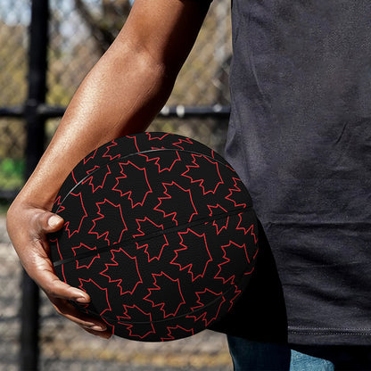 Black And Red Canadian Maple Leaf Print Basketball