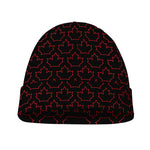 Black And Red Canadian Maple Leaf Print Beanie