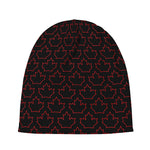 Black And Red Canadian Maple Leaf Print Beanie