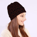 Black And Red Canadian Maple Leaf Print Beanie