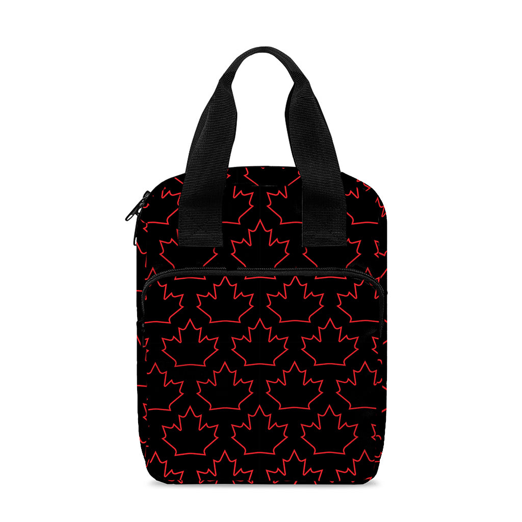 Black And Red Canadian Maple Leaf Print Bible Tote Bag