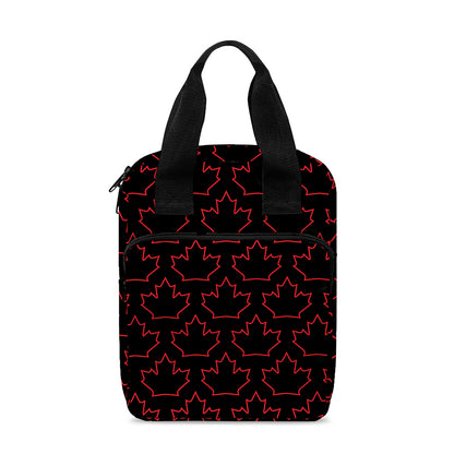 Black And Red Canadian Maple Leaf Print Bible Tote Bag