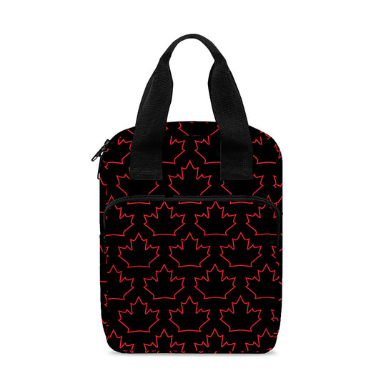 Black And Red Canadian Maple Leaf Print Bible Tote Bag