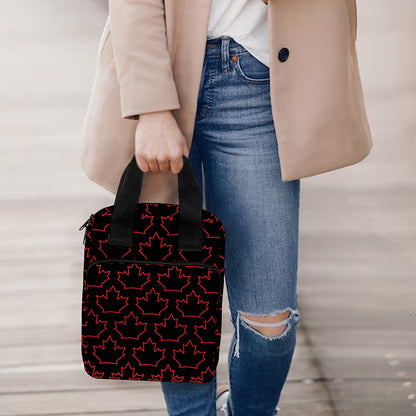 Black And Red Canadian Maple Leaf Print Bible Tote Bag