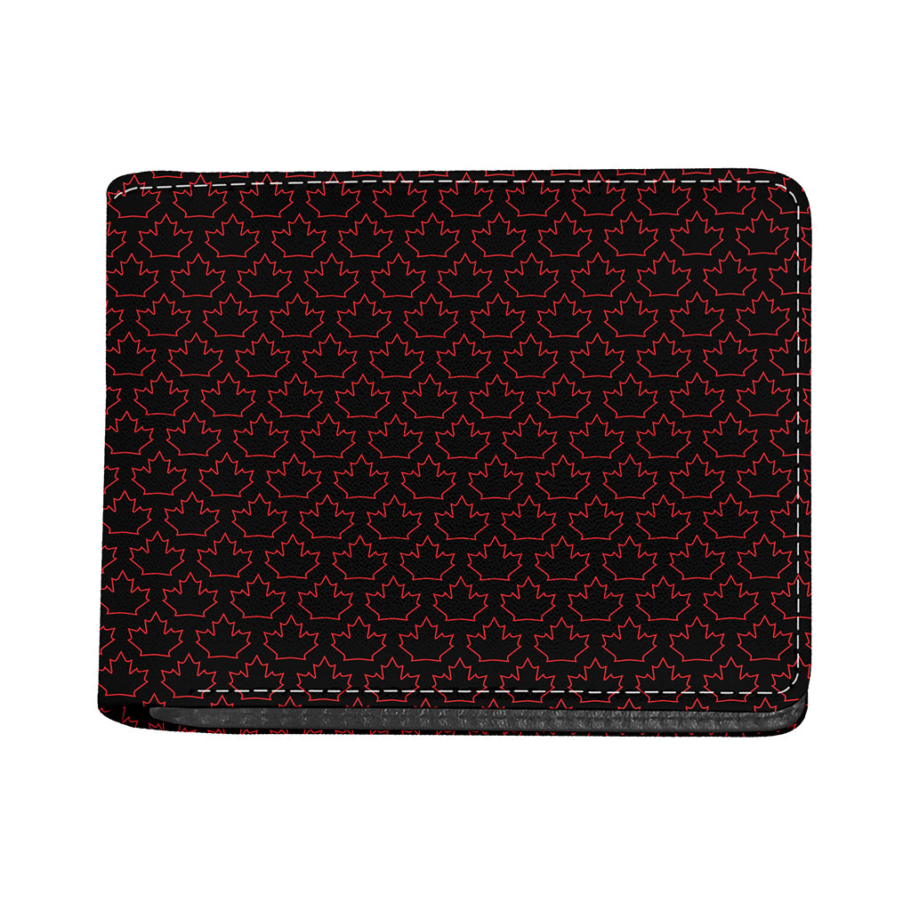 Black And Red Canadian Maple Leaf Print Bifold Wallet
