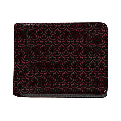 Black And Red Canadian Maple Leaf Print Bifold Wallet