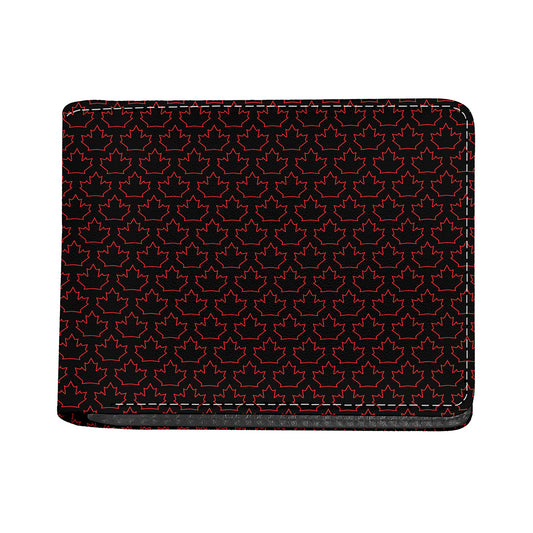 Black And Red Canadian Maple Leaf Print Bifold Wallet