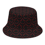 Black And Red Canadian Maple Leaf Print Bucket Hat