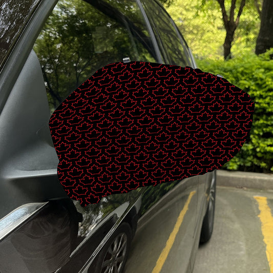 Black And Red Canadian Maple Leaf Print Car Side Mirror Covers