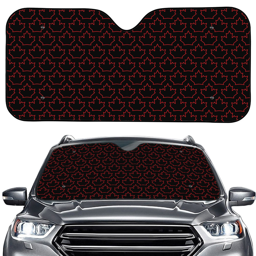 Black And Red Canadian Maple Leaf Print Car Windshield Sun Shade