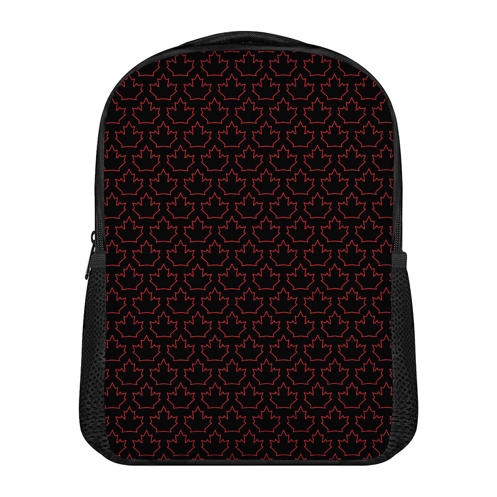 Black And Red Canadian Maple Leaf Print Casual Backpack