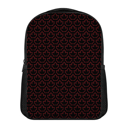 Black And Red Canadian Maple Leaf Print Casual Backpack