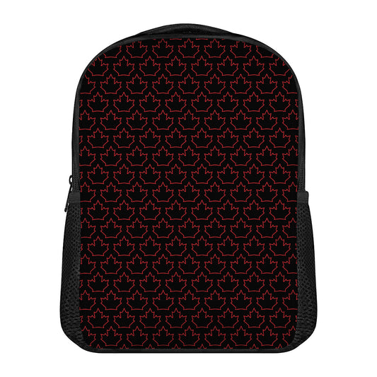Black And Red Canadian Maple Leaf Print Casual Backpack