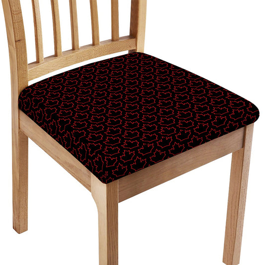 Black And Red Canadian Maple Leaf Print Chair Cushion Cover
