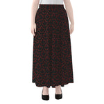 Black And Red Canadian Maple Leaf Print Chiffon Maxi Skirt