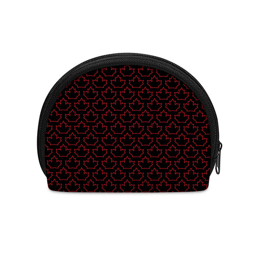 Black And Red Canadian Maple Leaf Print Coin Purse