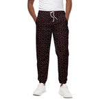 Black And Red Canadian Maple Leaf Print Cotton Pants
