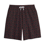 Black And Red Canadian Maple Leaf Print Cotton Shorts