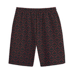 Black And Red Canadian Maple Leaf Print Cotton Shorts