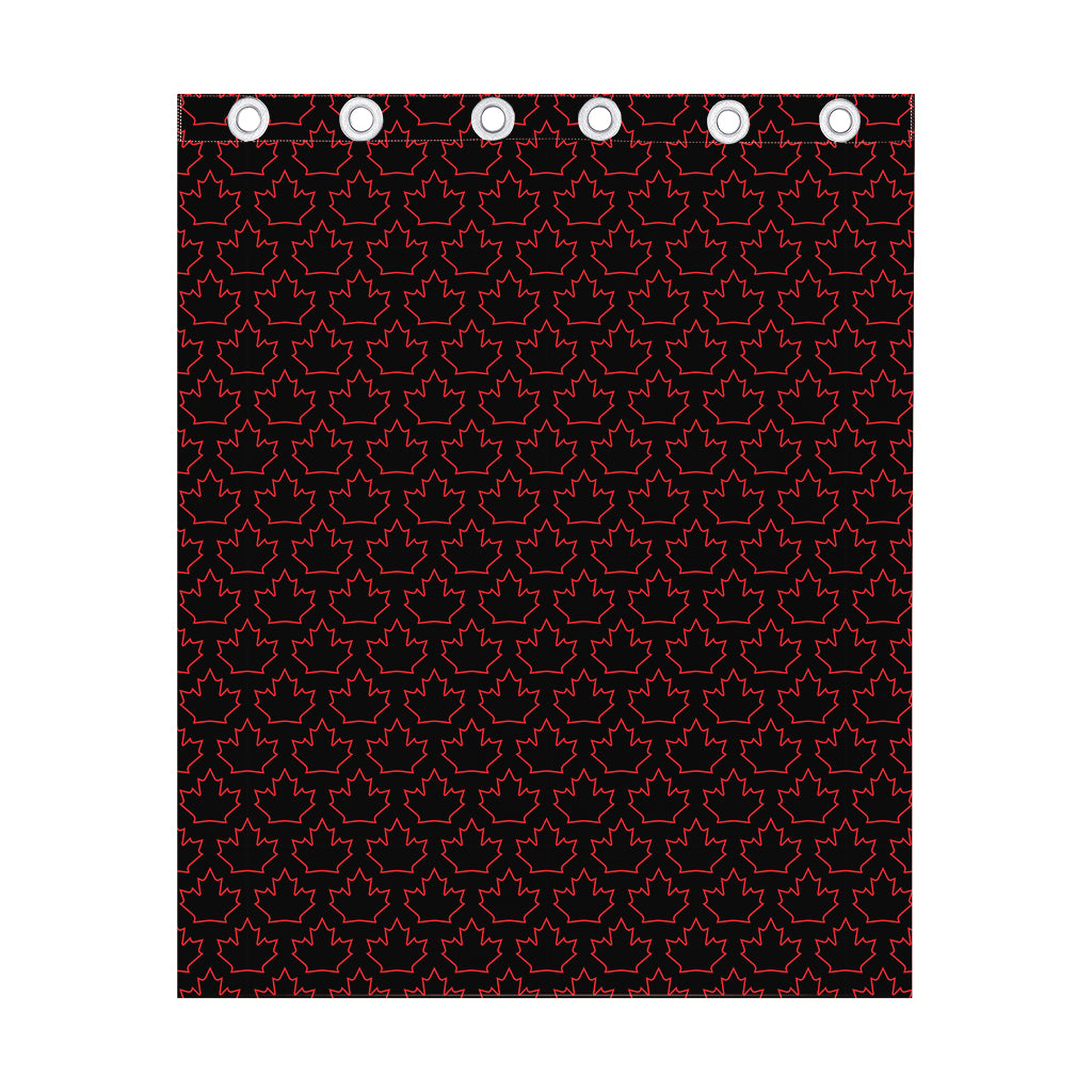 Black And Red Canadian Maple Leaf Print Curtain
