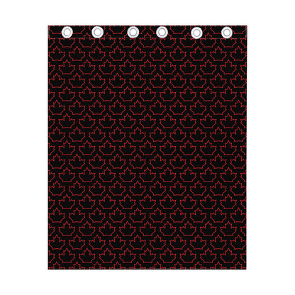 Black And Red Canadian Maple Leaf Print Curtain