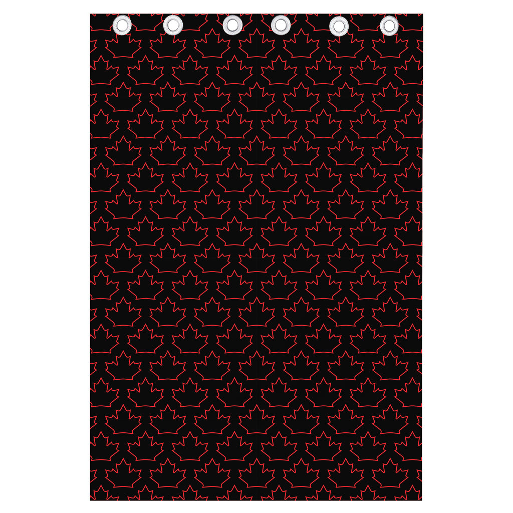 Black And Red Canadian Maple Leaf Print Curtain