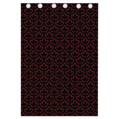 Black And Red Canadian Maple Leaf Print Curtain