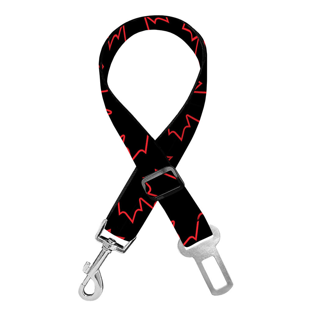 Black And Red Canadian Maple Leaf Print Dog Seat Belt
